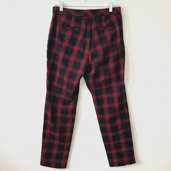 J.Jill Premium Bi-Stretch Plaid Trouser Pant Red Size 10 Preppy Clueless Classic - Picture 5 of 12